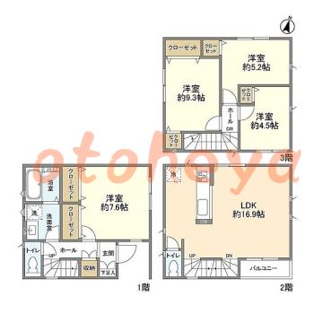 防音室のある楽器可 賃貸物件 4 LDK 21.7万円の図面１