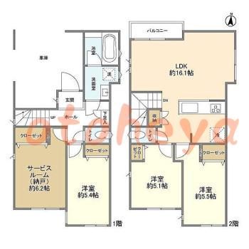 楽器可の賃貸物件 3 SLDK 25.9万円の図面１