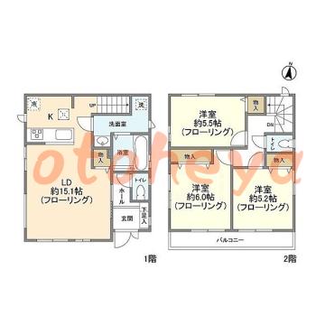 グランドピアノ可の賃貸物件 3 LDK 23.6万円の図面１