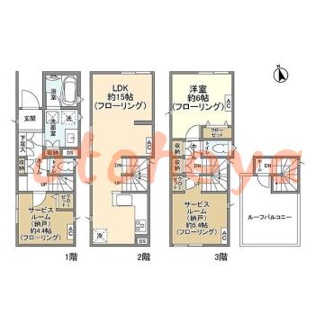 楽器可の賃貸物件 1 SLDK 23.6万円の図面１