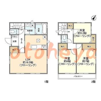 楽器可の賃貸物件 3 LDK 15.8万円の図面１