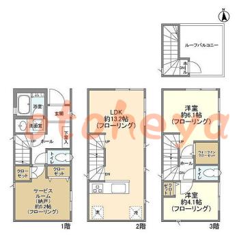 防音室のある楽器可 賃貸物件 2 SLDK 27.5万円の図面１