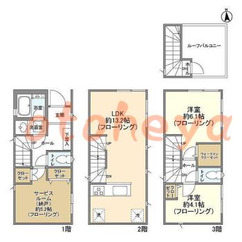 防音室のある楽器可 賃貸物件 2 SLDK 27.5万円の図面１