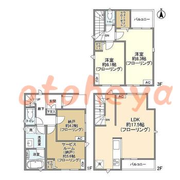 防音室のある楽器可 賃貸物件 2 SLDK 21.7万円の図面１