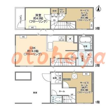 防音室のある楽器可 賃貸物件 1 SLDK 24.4万円の図面１