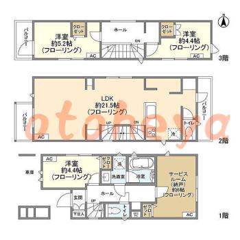 防音室のある楽器可 賃貸物件 3 SLDK 23万円の図面１