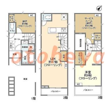 グランドピアノ可の賃貸物件 1 SLDK 20.8万円の図面１