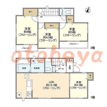 防音室のある楽器可 賃貸物件 4 LDK 25万円の図面１