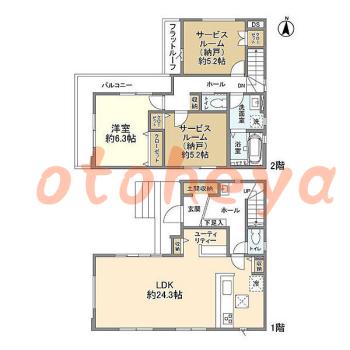 グランドピアノ可の賃貸物件 1 SLDK 23.9万円の図面１