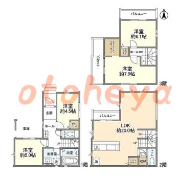 tokyo23物件 4 LDK 23.5万円の図面１