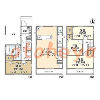 防音室のある楽器可 賃貸物件 3 SLDK 25.8万円の図面１