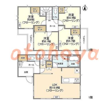 グランドピアノ可の賃貸物件 4 LDK 24万円の図面１