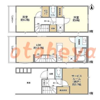 グランドピアノ可の賃貸物件 2 SLDK 17.9万円の図面１