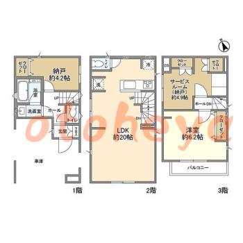 グランドピアノ可の賃貸物件 1 SLDK 24.5万円の図面１