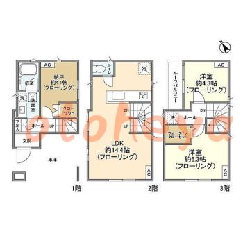 グランドピアノ可の賃貸物件 2 SLDK 30.1万円の図面１