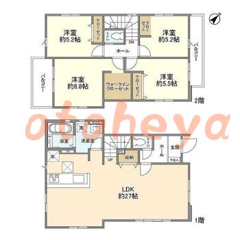 防音室のある楽器可 賃貸物件 4 LDK 23万円の図面１
