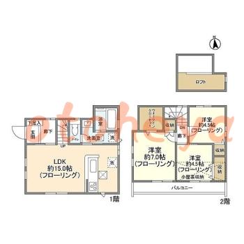 グランドピアノ可の賃貸物件 3 LDK 33.1万円の図面１