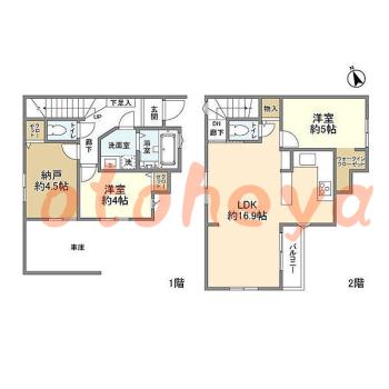楽器可の賃貸物件 2 SLDK 31万円の図面１