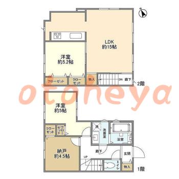 楽器可の賃貸物件 2 SLDK 32万円の図面１