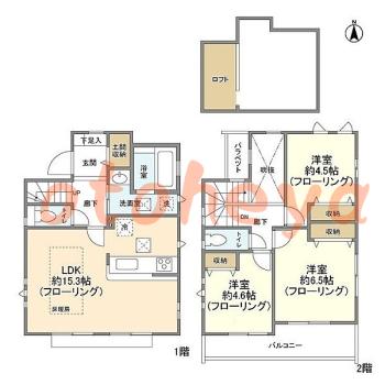 グランドピアノ可の賃貸物件 3 LDK 30万円の図面１