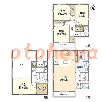 tokyo23物件 4 LDK 18.2万円の図面１