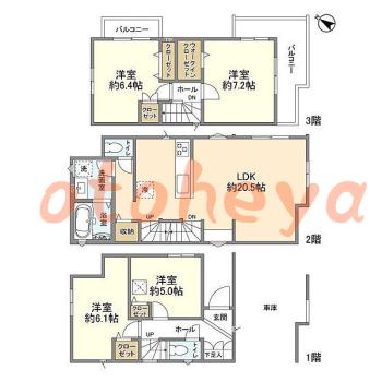 防音室のある楽器可 賃貸物件 4 LDK 28.5万円の図面１