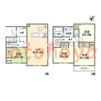 saitama物件 4 LDK 18.3万円の図面１