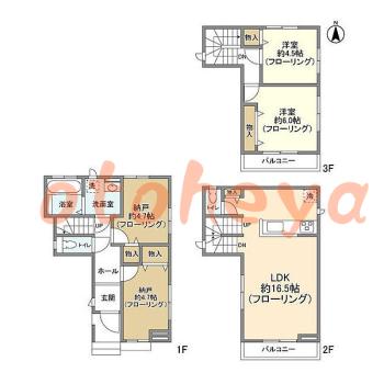 保証会社を利用可能な賃貸物件グランドピアノ可の賃貸物件 2SLDK 22.2万円の図面１