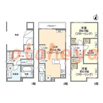 防音室のある楽器可 賃貸物件 3 LDK 18万円の図面１