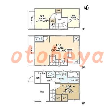 防音室のある楽器可 賃貸物件 2 SLDK 20.8万円の図面１