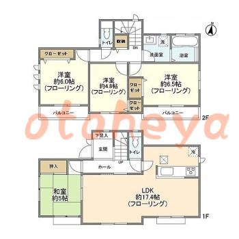 防音室のある楽器可 賃貸物件 4 LDK 23万円の図面１