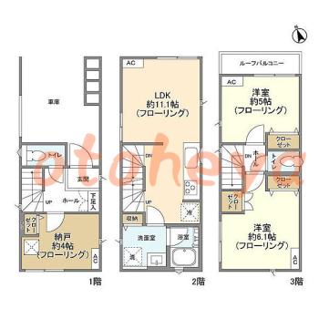 防音室のある楽器可 賃貸物件 2 SLDK 19.5万円の図面１