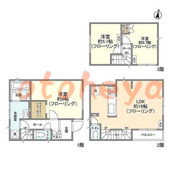 防音室のある楽器可 賃貸物件 3 LDK 29.9万円の図面１