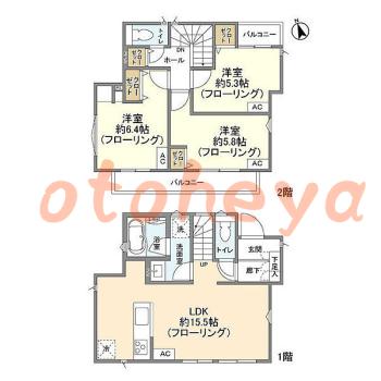 楽器可の賃貸物件 3 LDK 20.7万円の図面１
