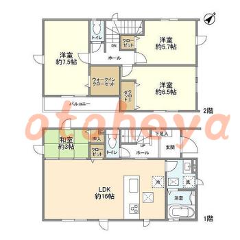 楽器可の賃貸物件 4 LDK 18.5万円の図面１