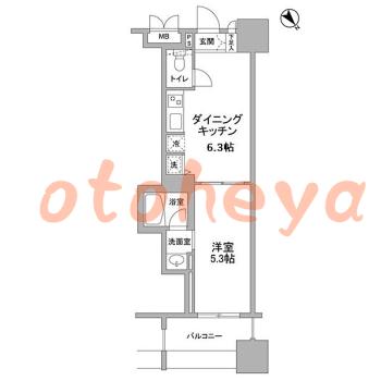 物件 1 DK 9.3万円の図面１