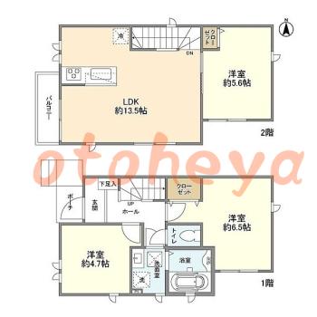 グランドピアノ可の賃貸物件 3 LDK 24万円の図面１