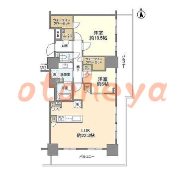 楽器可の賃貸物件 2 LDK 34万円の図面１