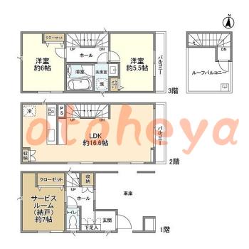 グランドピアノ可の賃貸物件 2 SLDK 23万円の図面１