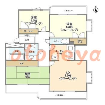 防音室のある楽器可 賃貸物件 3 LDK 8.9万円の図面１