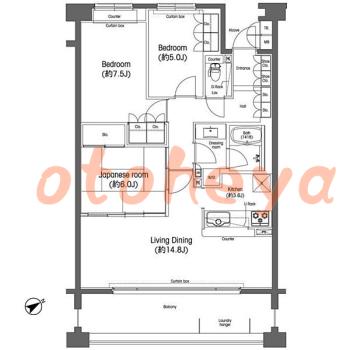 楽器可の賃貸物件 3 LDK 26.5万円の図面１