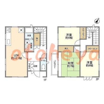 グランドピアノ可の賃貸物件 3 LDK 12.4万円の図面１