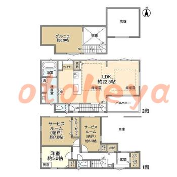 楽器可の賃貸物件 1 SLDK 41万円の図面１
