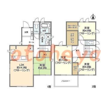 防音室のある楽器可 賃貸物件 4 LDK 13.5万円の図面１