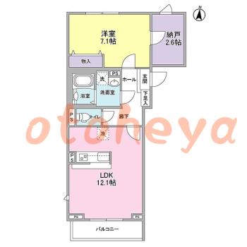 防音室のある楽器可 賃貸物件 1 SLDK 14.8万円の図面１