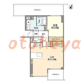 楽器可の賃貸物件 1 LDK 22.8万円の図面１