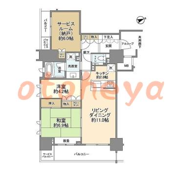 楽器可の賃貸物件 2 SLDK 27.7万円の図面１