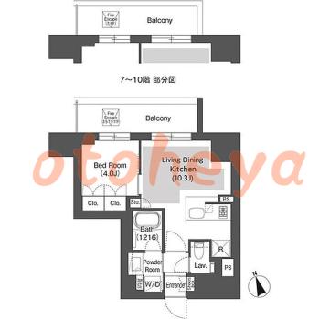 防音室のある楽器可 賃貸物件 1 LDK 20.5万円の図面１