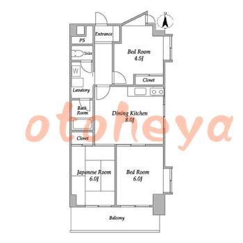 楽器可の賃貸物件 3 DK 13万円の図面１