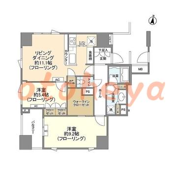 防音室のある楽器可 賃貸物件 2 LDK 31万円の図面１